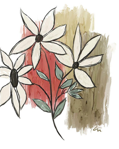 Patchwork Floral I White Modern Wood Framed Art Print with Double Matting by Murdock, Ramona
