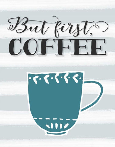 But First Coffee Black Ornate Wood Framed Art Print with Double Matting by Moss, Tara