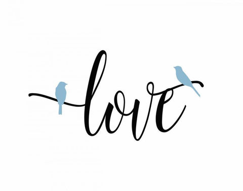 Blue Bird Love White Modern Wood Framed Art Print with Double Matting by Moss, Tara