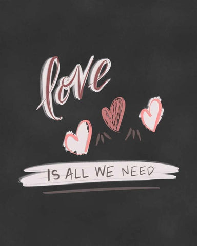 Love is All We Need Black Ornate Wood Framed Art Print with Double Matting by Moss, Tara