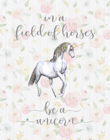 Be a Unicorn Floral White Modern Wood Framed Art Print with Double Matting by Moss, Tara