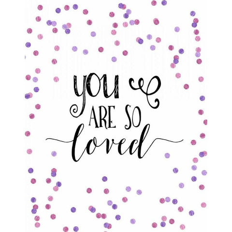 So Loved Pink and Purple Confetti Black Modern Wood Framed Art Print with Double Matting by Moss, Tara