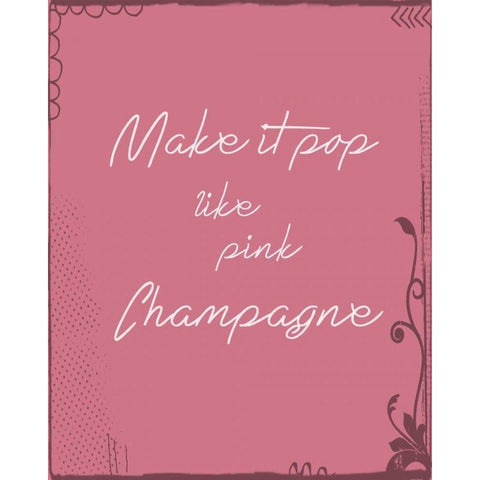 Pink Champagne Black Modern Wood Framed Art Print by Moss, Tara