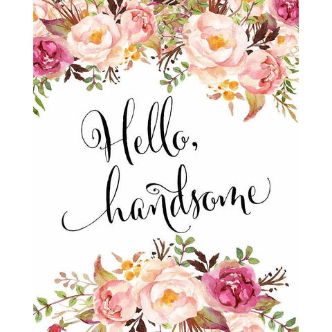 Hello Handsome White Modern Wood Framed Art Print by Moss, Tara