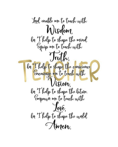Teacher Prayer White Modern Wood Framed Art Print with Double Matting by Moss, Tara