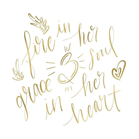 Fire in Her Soul Gold White Modern Wood Framed Art Print with Double Matting by Moss, Tara