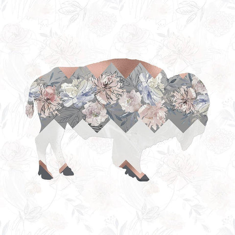 Square Buffalo Gold Ornate Wood Framed Art Print with Double Matting by Moss, Tara