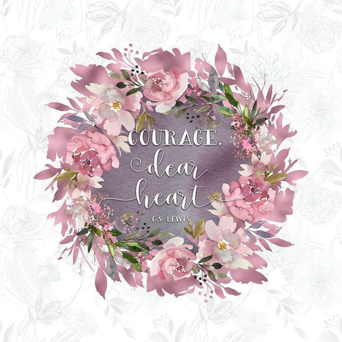 Courage Dear Heart White Modern Wood Framed Art Print by Moss, Tara