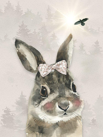 Baby Girl Hare Black Ornate Wood Framed Art Print with Double Matting by Moss, Tara