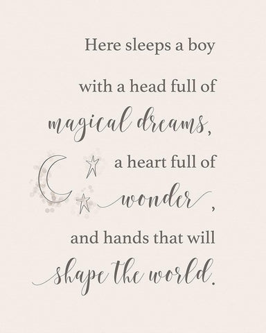 Here Sleeps a Boy Black Ornate Wood Framed Art Print with Double Matting by Moss, Tara