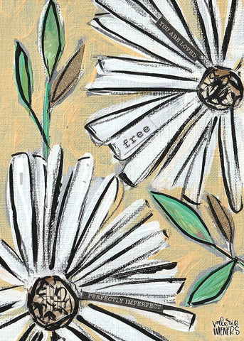 Floral Collage White Modern Wood Framed Art Print with Double Matting by Wieners, Valerie