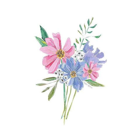 Pastel Floral White Modern Wood Framed Art Print by Wieners, Valerie