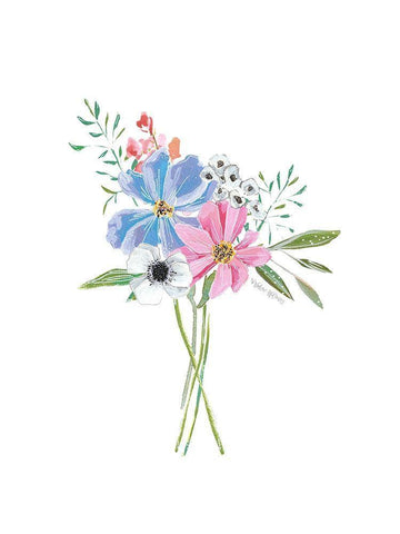 Pastel Floral II Black Ornate Wood Framed Art Print with Double Matting by Wieners, Valerie