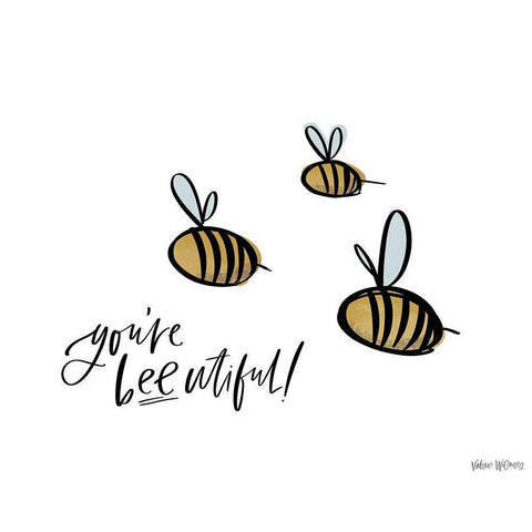 Youre Bee-utiful Black Modern Wood Framed Art Print with Double Matting by Wieners, Valerie