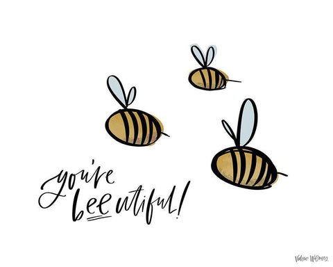 Youre Bee-utiful Black Ornate Wood Framed Art Print with Double Matting by Wieners, Valerie