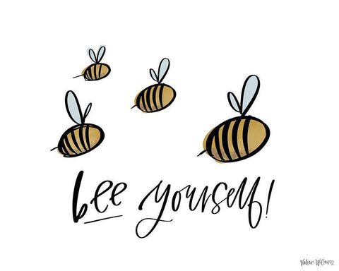 Bee Yourself Black Ornate Wood Framed Art Print with Double Matting by Wieners, Valerie