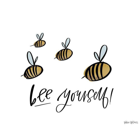 Bee Yourself White Modern Wood Framed Art Print by Wieners, Valerie