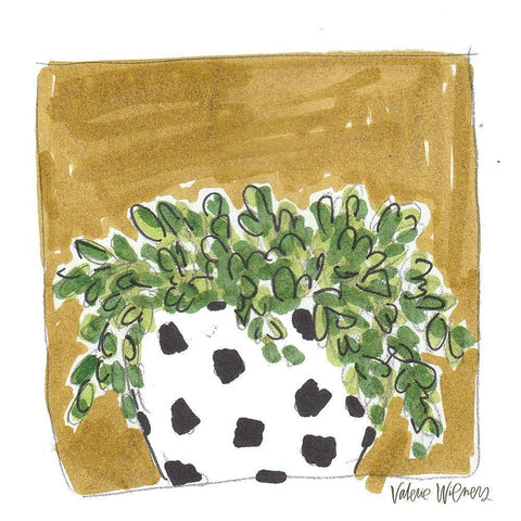 Polka Dot Succulent White Modern Wood Framed Art Print with Double Matting by Wieners, Valerie