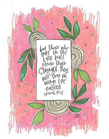 Renew their Strength White Modern Wood Framed Art Print with Double Matting by Wieners, Valerie