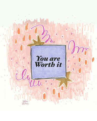 Worth It Black Ornate Wood Framed Art Print with Double Matting by Wieners, Valerie