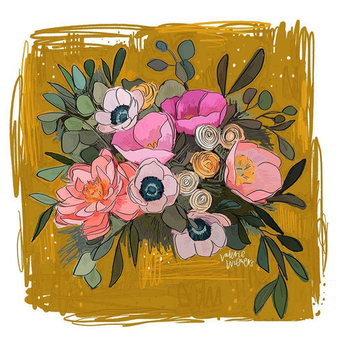 Paper Flowers White Modern Wood Framed Art Print with Double Matting by Wieners, Valerie