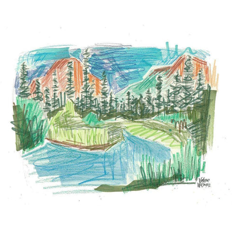 Mountain Landscape Black Modern Wood Framed Art Print with Double Matting by Wieners, Valerie