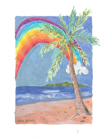 Palm and Rainbow Black Ornate Wood Framed Art Print with Double Matting by Wieners, Valerie
