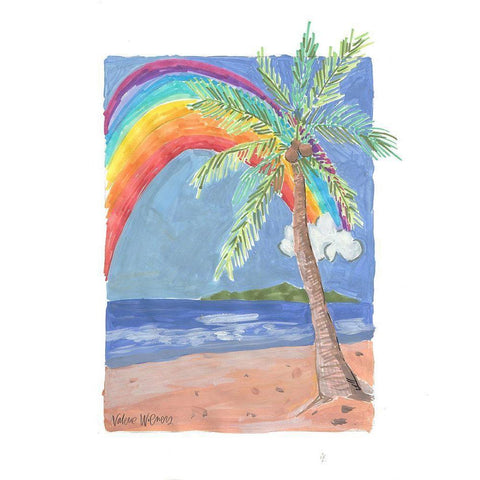 Palm and Rainbow Black Modern Wood Framed Art Print by Wieners, Valerie