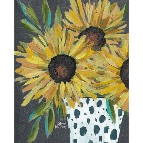 Sunflower Black Modern Wood Framed Art Print with Double Matting by Wieners, Valerie