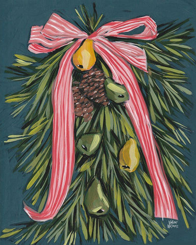 Christmas Wreath White Modern Wood Framed Art Print with Double Matting by Wieners, Valerie