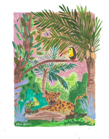 Tropical Animals I White Modern Wood Framed Art Print with Double Matting by Wieners, Valerie