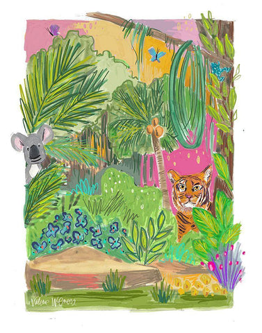 Tropical Animals II White Modern Wood Framed Art Print with Double Matting by Wieners, Valerie