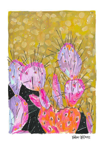 Mustard Cactus Black Ornate Wood Framed Art Print with Double Matting by Wieners, Valerie