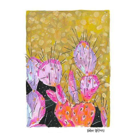 Mustard Cactus Gold Ornate Wood Framed Art Print with Double Matting by Wieners, Valerie