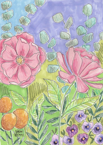 Peony Set I Black Ornate Wood Framed Art Print with Double Matting by Wieners, Valerie