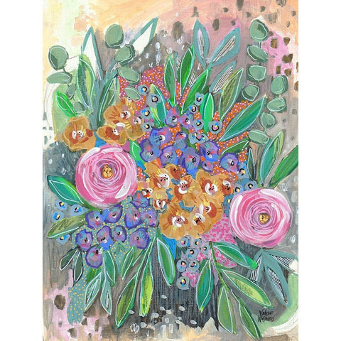 Bright Bouquet Black Modern Wood Framed Art Print with Double Matting by Wieners, Valerie