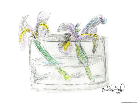 Flower II White Modern Wood Framed Art Print with Double Matting by Yellow Cafe