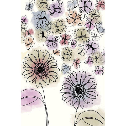 Butterfly Dance White Modern Wood Framed Art Print by Sommers, Mindy