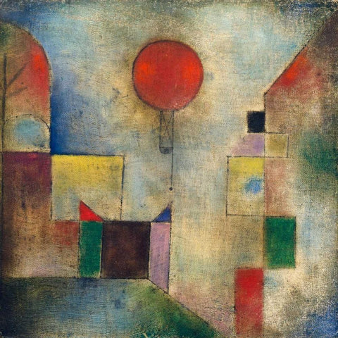 Red balloon White Modern Wood Framed Art Print by Klee, Paul