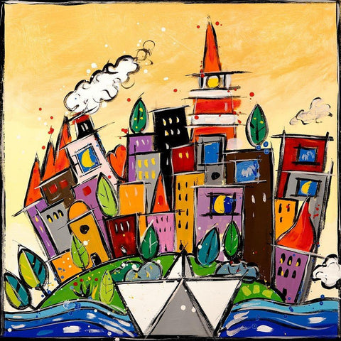 E arrivato un nuovo giorno White Modern Wood Framed Art Print with Double Matting by Wallas