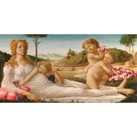 An Allegory White Modern Wood Framed Art Print by After Botticelli