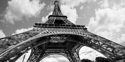 The Eiffel Tower in spring White Modern Wood Framed Art Print with Double Matting by Jonette, Elias