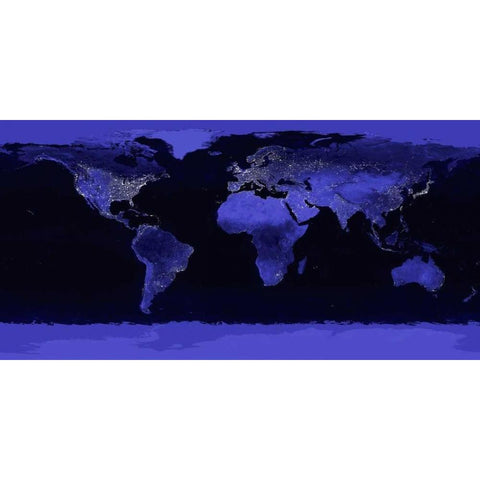 Earth at Night Black Modern Wood Framed Art Print by Nasa