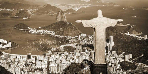 Overlooking Rio de Janeiro, Brazil Black Ornate Wood Framed Art Print with Double Matting by Pangea Images