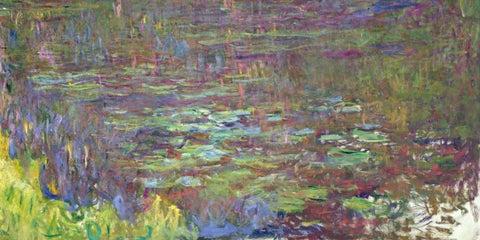Waterlilies at Sunset White Modern Wood Framed Art Print with Double Matting by Monet, Claude