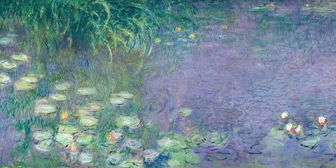 Morning I White Modern Wood Framed Art Print with Double Matting by Monet, Claude