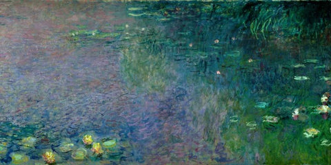 Morning (detail II) White Modern Wood Framed Art Print with Double Matting by Monet, Claude