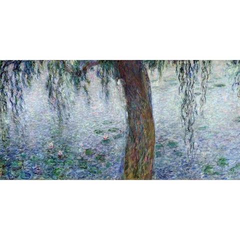 Morning with Weeping Willows I (detail) Gold Ornate Wood Framed Art Print with Double Matting by Monet, Claude