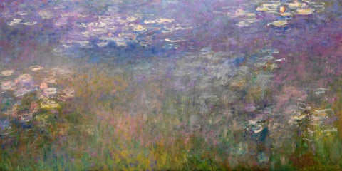 Water Lilies White Modern Wood Framed Art Print with Double Matting by Monet, Claude