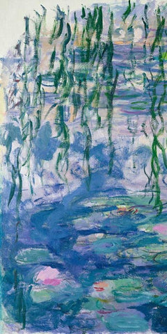 Waterlilies I White Modern Wood Framed Art Print with Double Matting by Monet, Claude